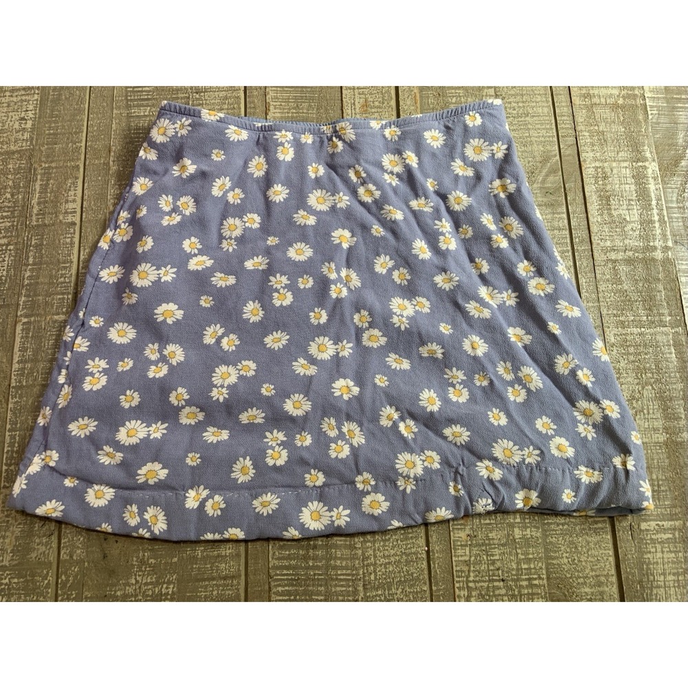 Hollister Women's Junior Size XS High Rise Floral Side Zip Skirt Blue White